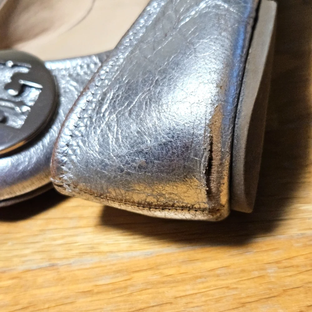 Tory Burch Reva Paladium/Nickel Commuter Ballet Flats Comfy Trendy Size 8.5